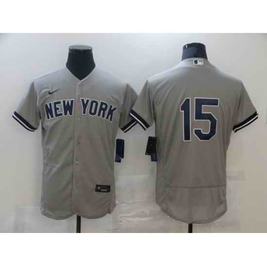 Men Nike New York Yankees Thurman Munson 15 Grey Flex Base MLB Jersey